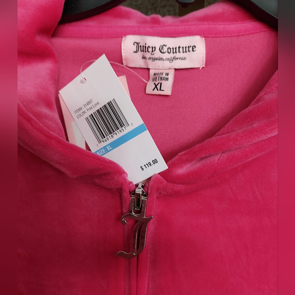 Juicy Couture Hot Pink Velour Zip Hoodie Jacket - Picture 2 of 3